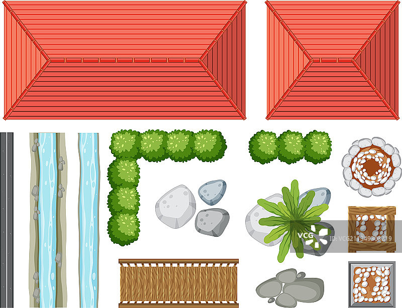 花园物品元素俯视图图片素材