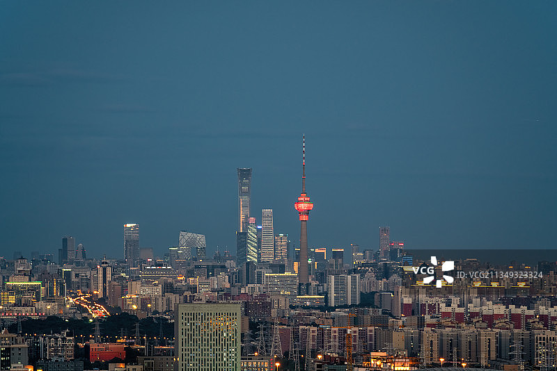 北京国贸与电视塔同框图片素材