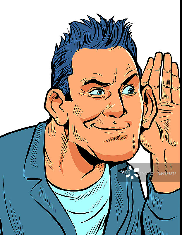 男人在墙后偷听，好奇的间谍图片素材