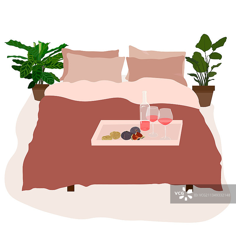 带枕头和毯子的床素材图片素材