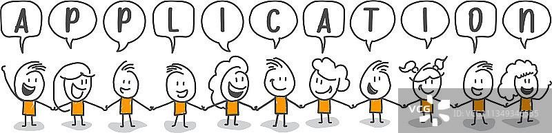 手绘涂鸦火柴人应用图片素材