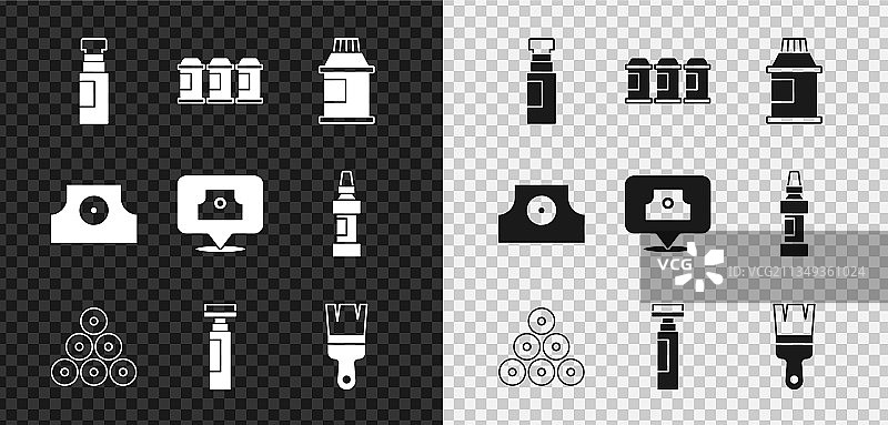 马克笔套装：喷漆罐和水粉颜料图片素材