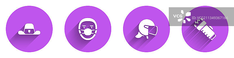 警长帽、徽章、医生和病理学家套装图片素材