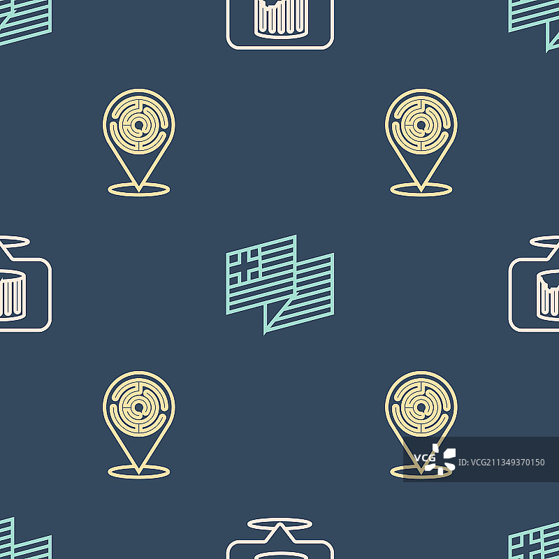 古代柱子牛头怪迷宫线条组合图片素材