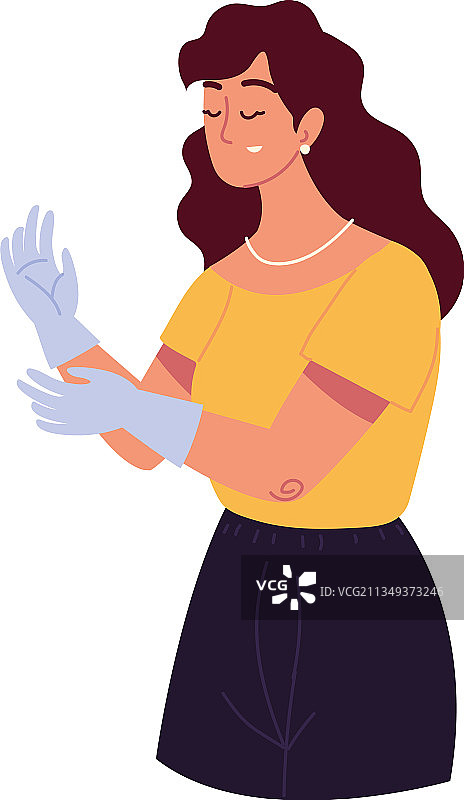 戴着园艺手套的女人图片素材