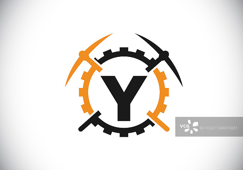 Y字母组合logo，十字镐元素图片素材