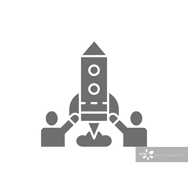 团队发射火箭启动灰色图标图片素材