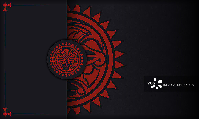 带面具神祇的黑色明信片设计图片素材