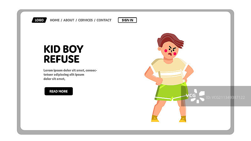 表示拒绝和厌恶的小男孩图片素材