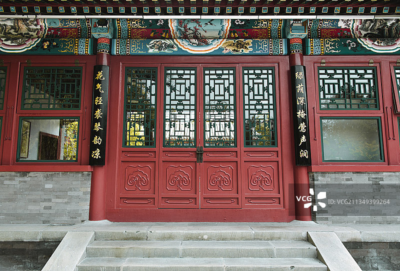 老北京传统的房屋建筑，雕梁画柱图片素材