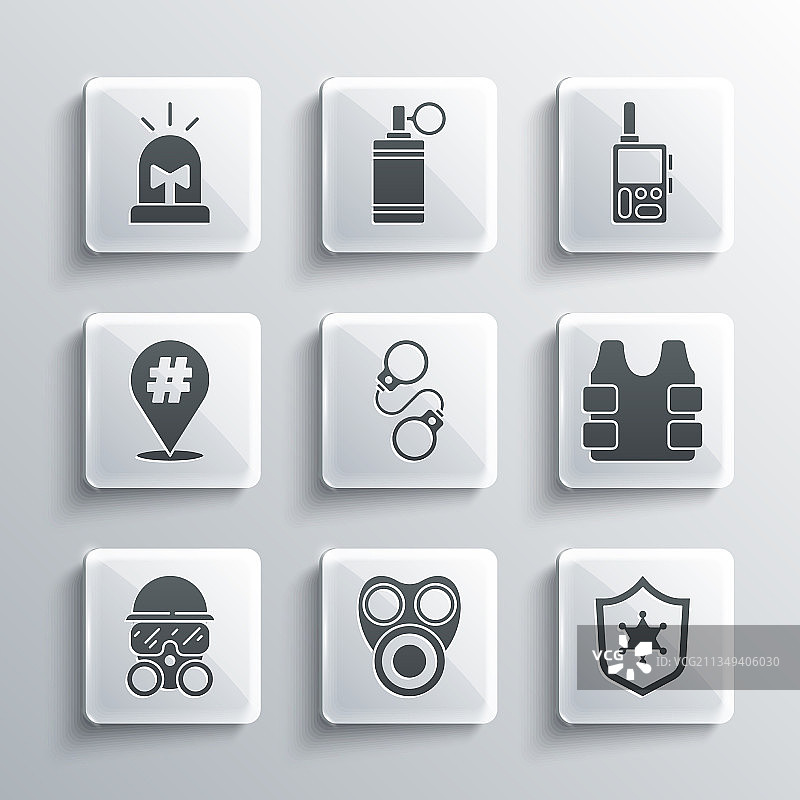 防毒面具、警徽与防弹背心合集图片素材