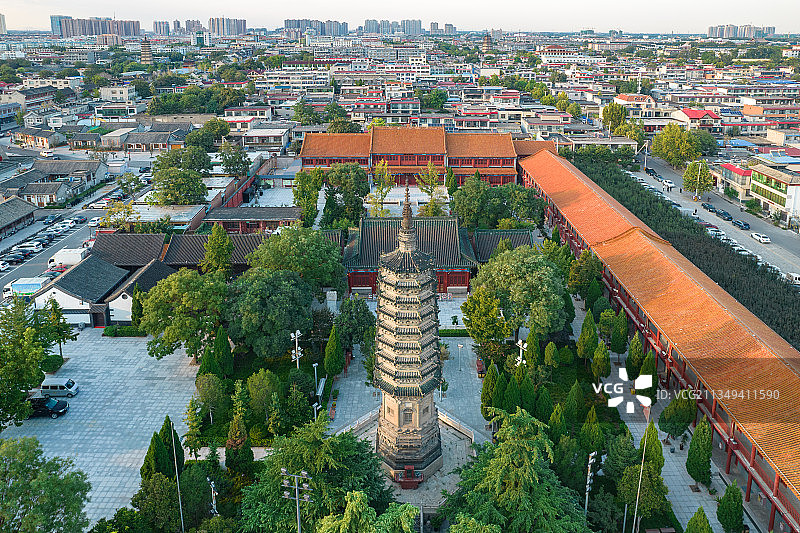 河北省石家庄正定临济寺佛塔澄灵塔航拍图片素材