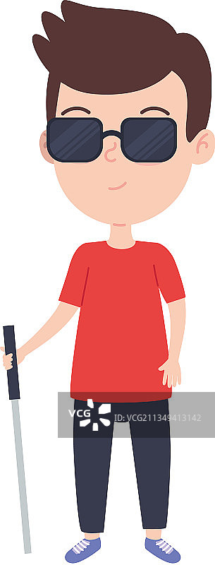 盲人男孩图片素材