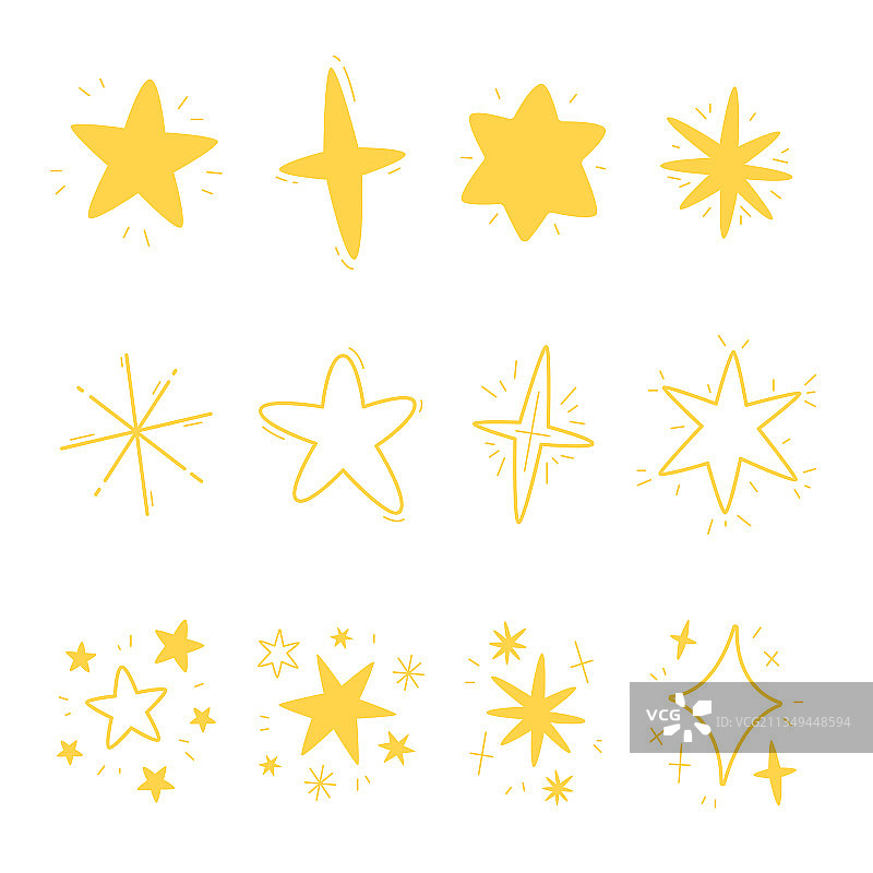 手绘闪耀星星合集图片素材