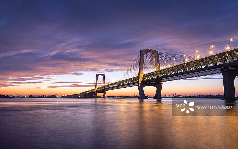 芜湖长江三桥晚霞图片素材