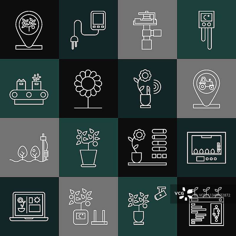 智能农业技术孵化器线条组合图片素材