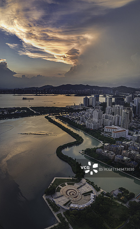 厦门筼筜湖的晚霞图片素材