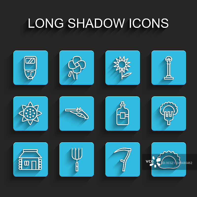 乌克兰房屋、花园和干草叉图标图片素材