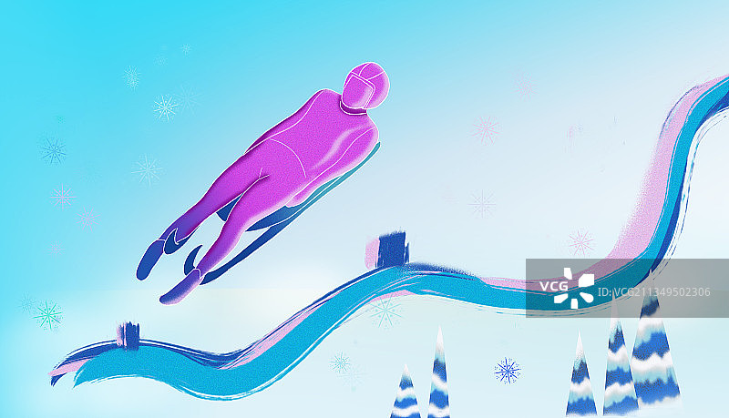 长城冬季雪撬运动图片素材