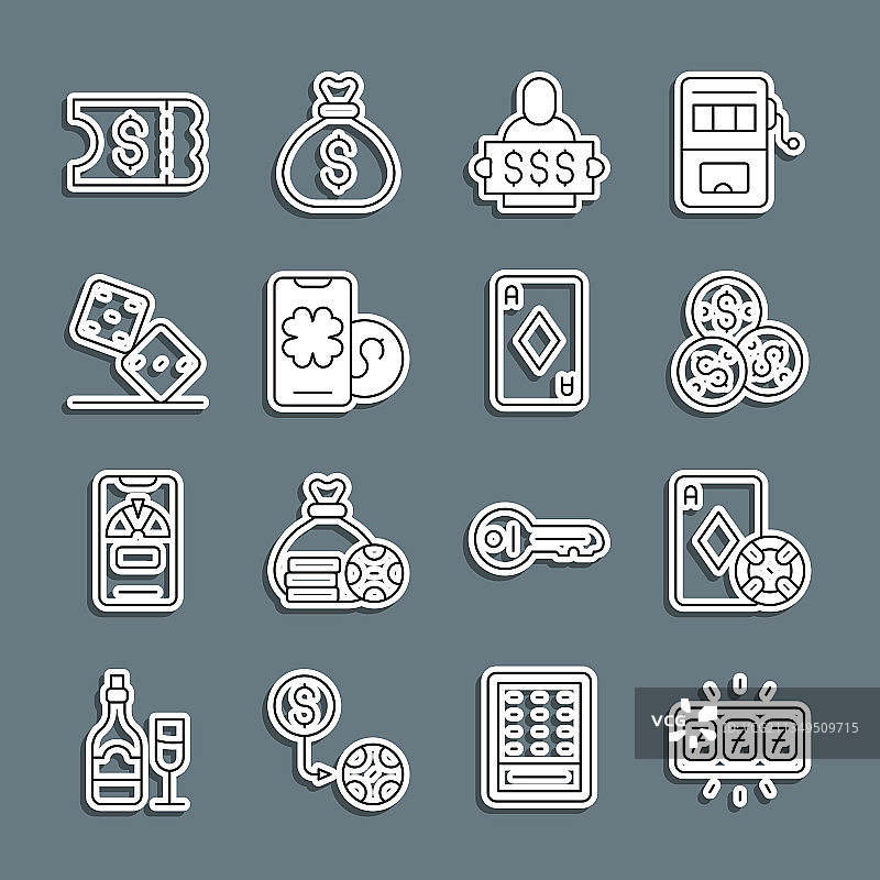 带累积奖金和筹码的老虎机图片素材