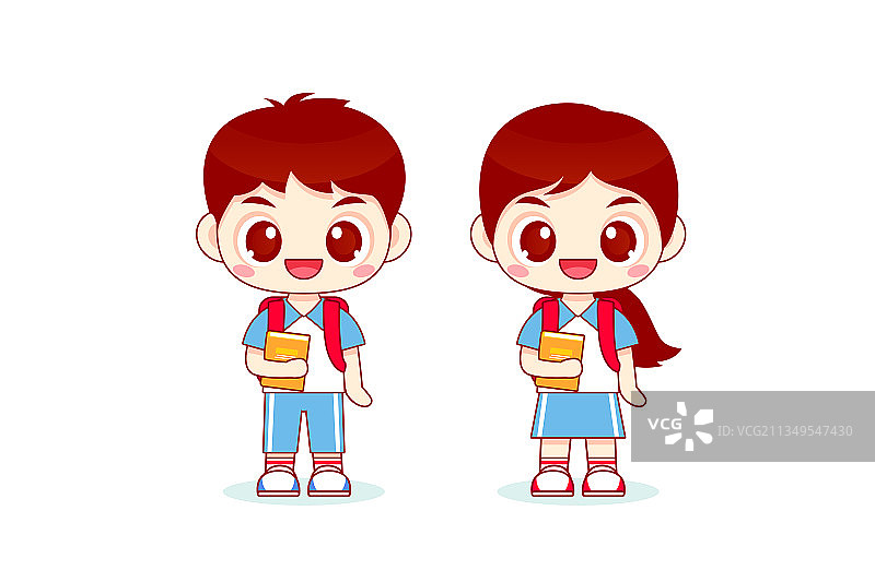 卡通背书包拿书本学生图片素材