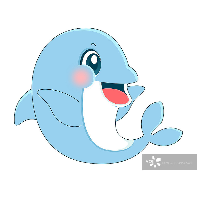 卡通可爱海豚插画图片素材