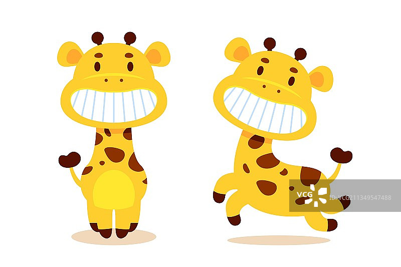 开心大笑卡通长颈鹿图片素材