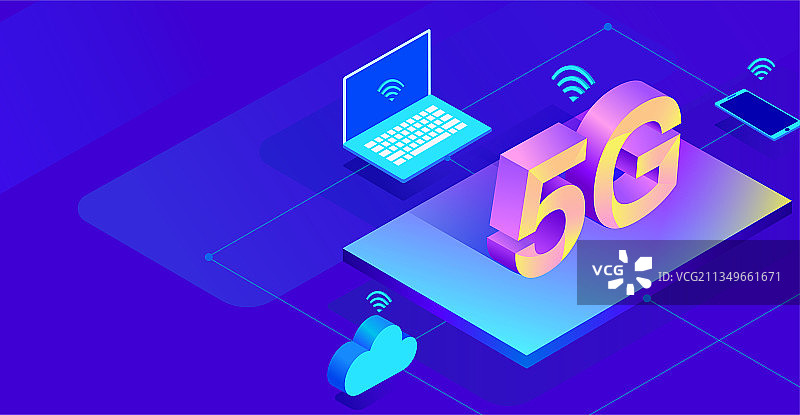 5G未来科技互联网矢量插画背景图片素材