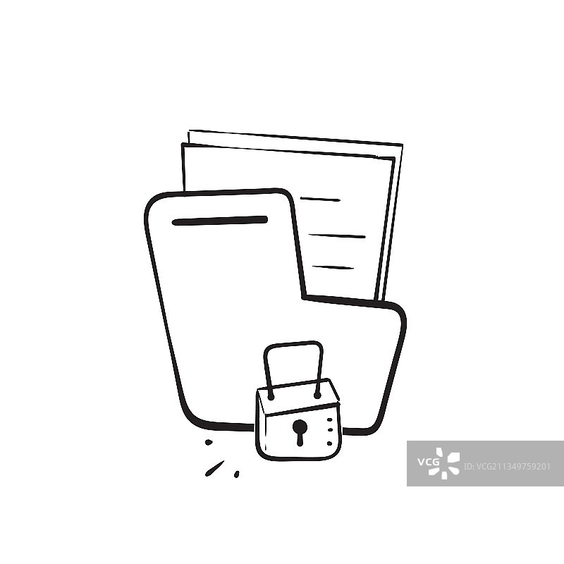 手绘涂鸦数据挂锁符号图片素材
