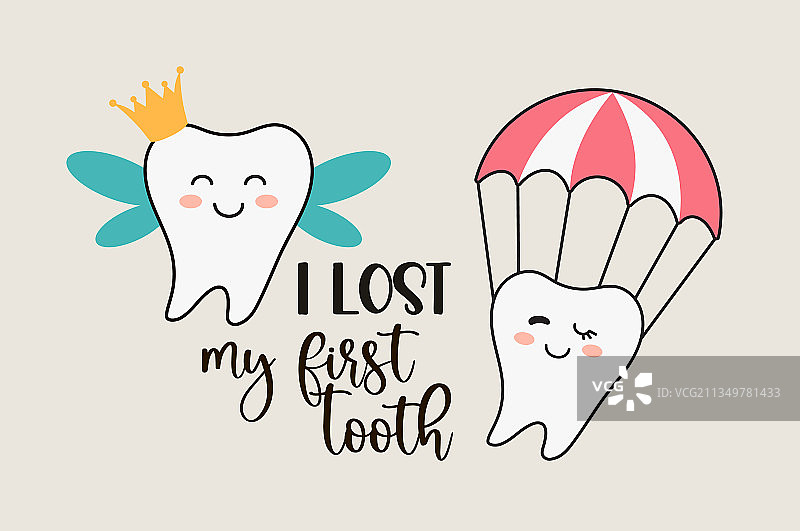 可爱的牙齿仙女笑脸贺卡图片素材