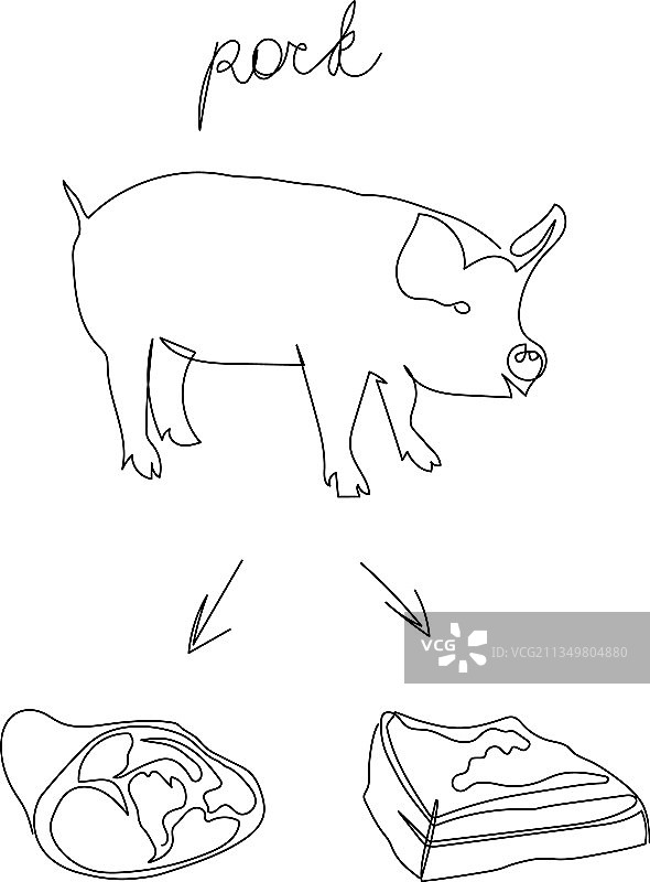 一份猪肉连续线条画艺术图片素材