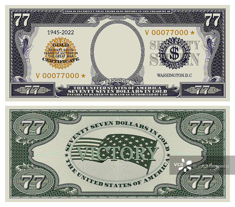 77美元纪念钞票图片素材