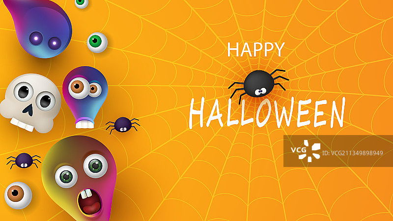 万圣节快乐banner或派对邀请函（橙色）图片素材