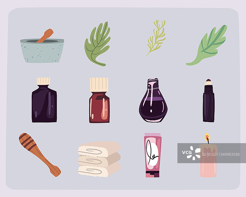 十二个水疗养生图标图片素材