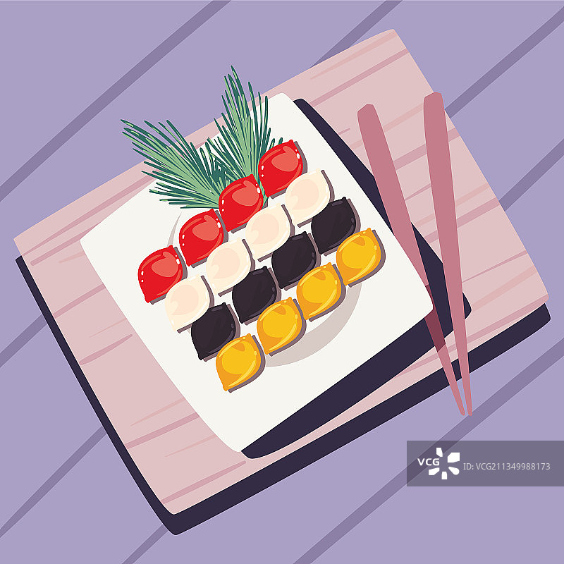 松糕与筷子餐盘图片素材