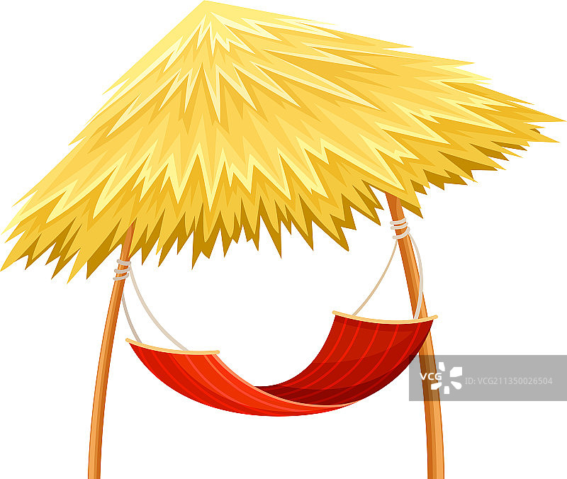 茅草屋顶遮阳吊床图片素材