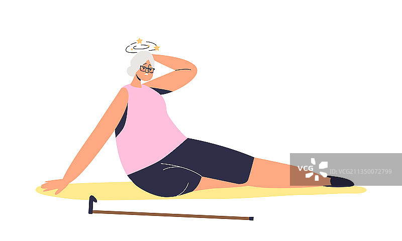 年长的女士绊倒摔倒图片素材