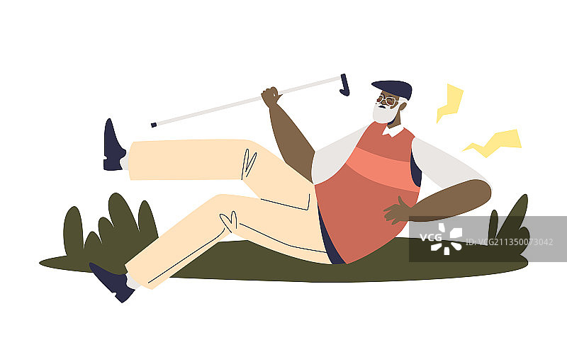 年长的男人在行走时绊倒受伤图片素材