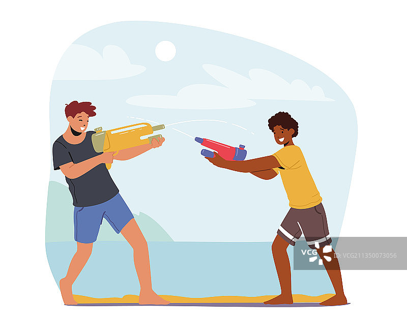 快乐男孩的夏季射击游戏图片素材