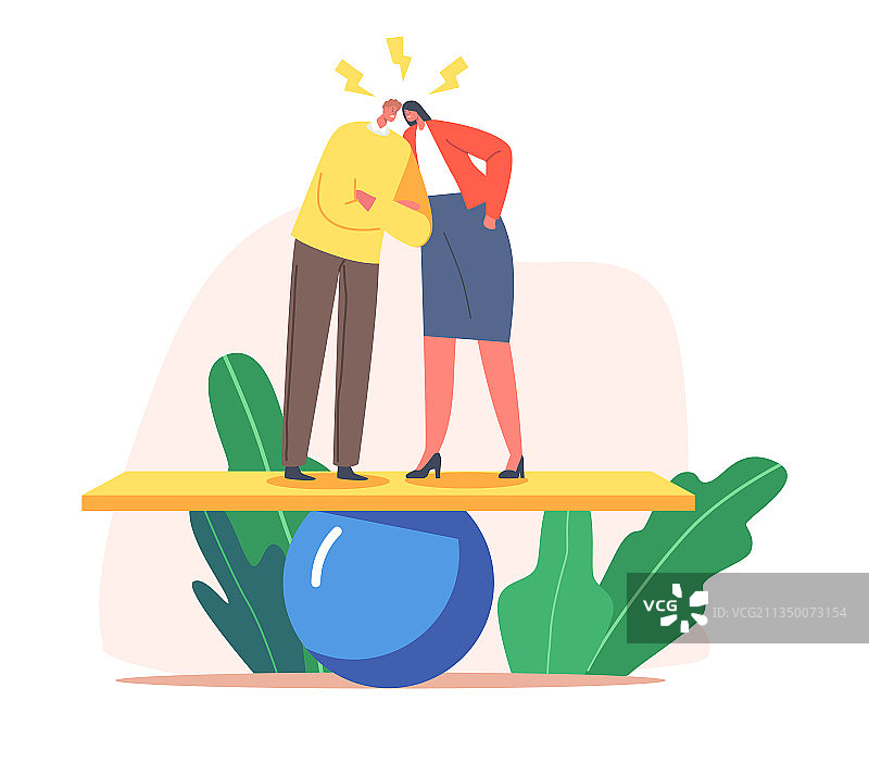 愤怒的情侣角色争吵指责图片素材