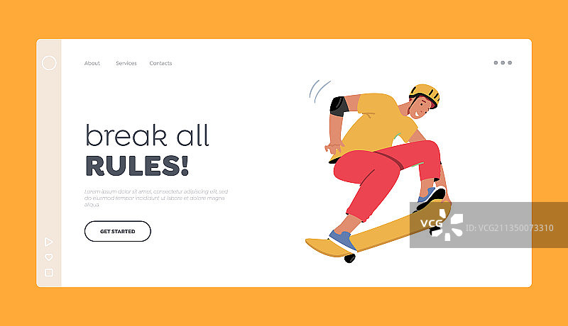 户外活动的滑板手男性角色图片素材