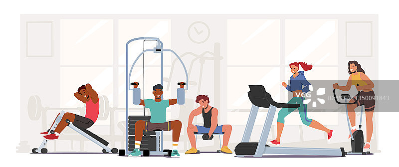 健身房男女健身训练图片素材