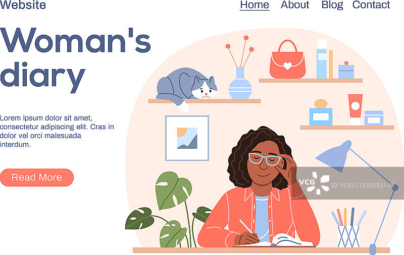 有魅力的黑人女人写日记登陆页面图片素材