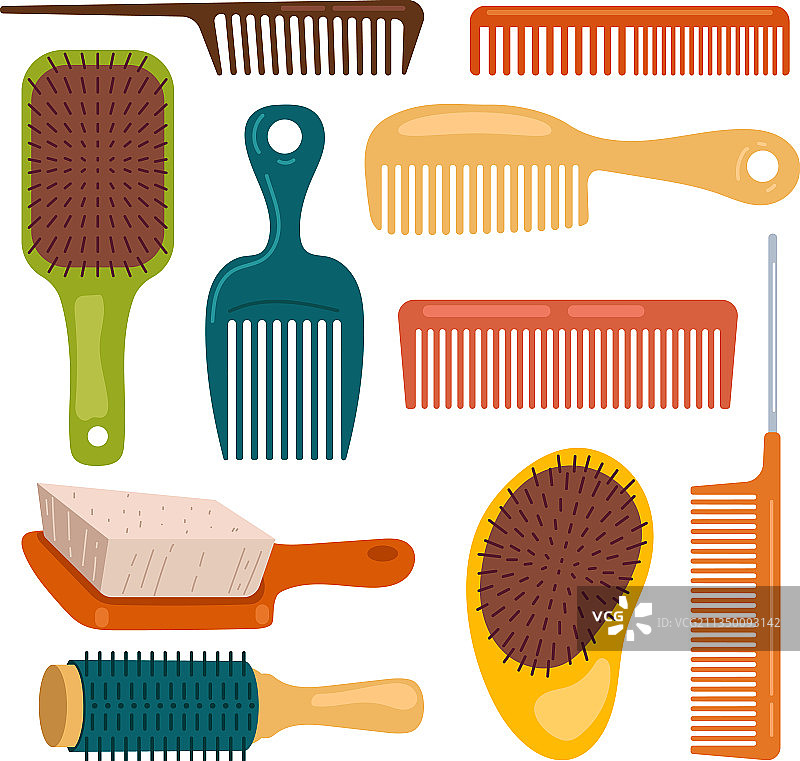 梳子和发刷（白色背景）图片素材