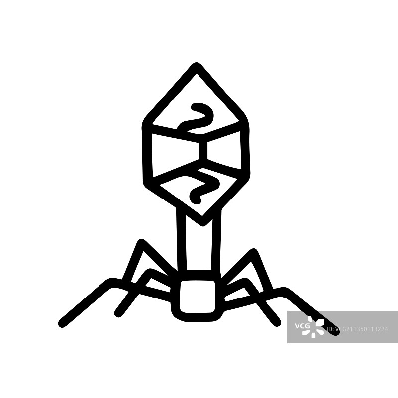 噬菌体病毒线性涂鸦图标设计图片素材