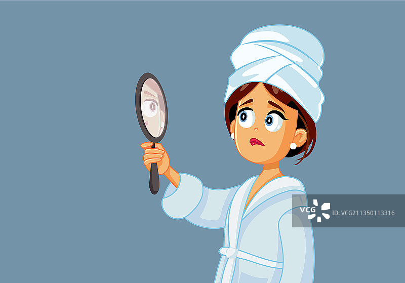 悲伤不安的女人照镜子图片素材