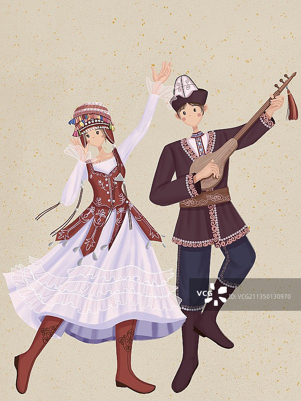 柯尔克孜族少男少女图片素材