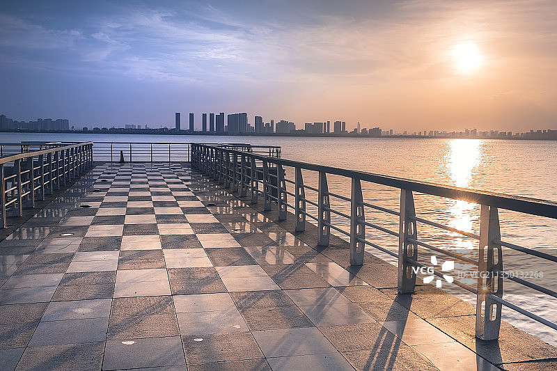 独墅湖的夕阳图片素材