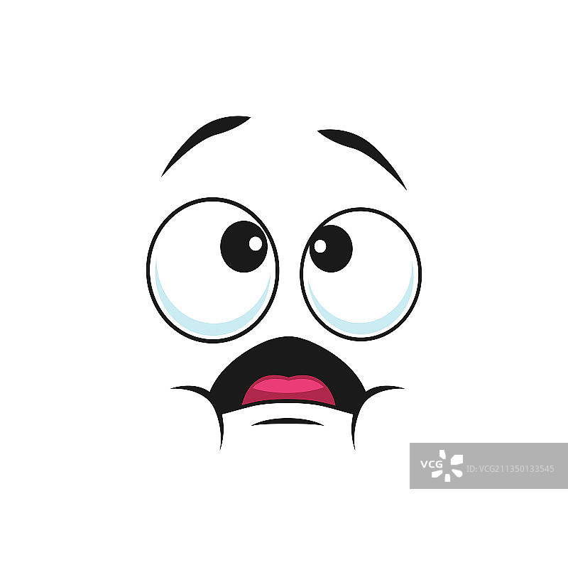 担心、茫然、惊讶的表情符号，眼睛突出图片素材