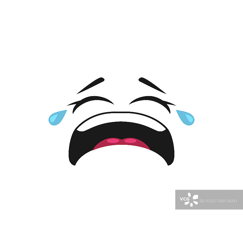 张嘴哭泣的沮丧表情符号图片素材